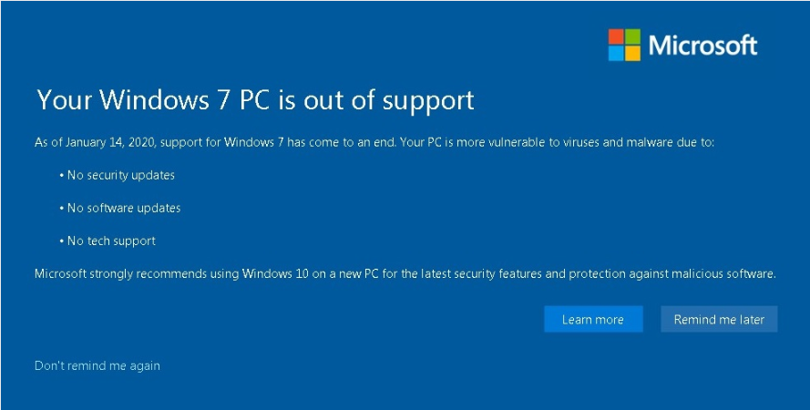 The End of Windows 7 Support